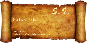 Sulák Ida névjegykártya